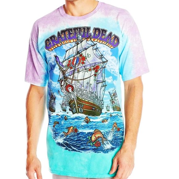 Grateful Dead Ship of Fool Original 2001 Liquid Blue rock Tie Dye T-Shirt XL NWT - Picture 2 of 7